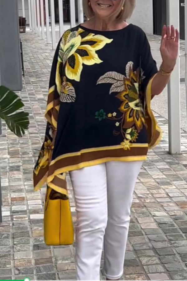 Unique Printed Casual Half Sleeve Loose Top