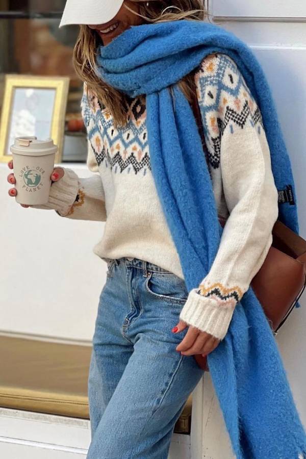 Off-white Fair Isle jacquard turtleneck sweater