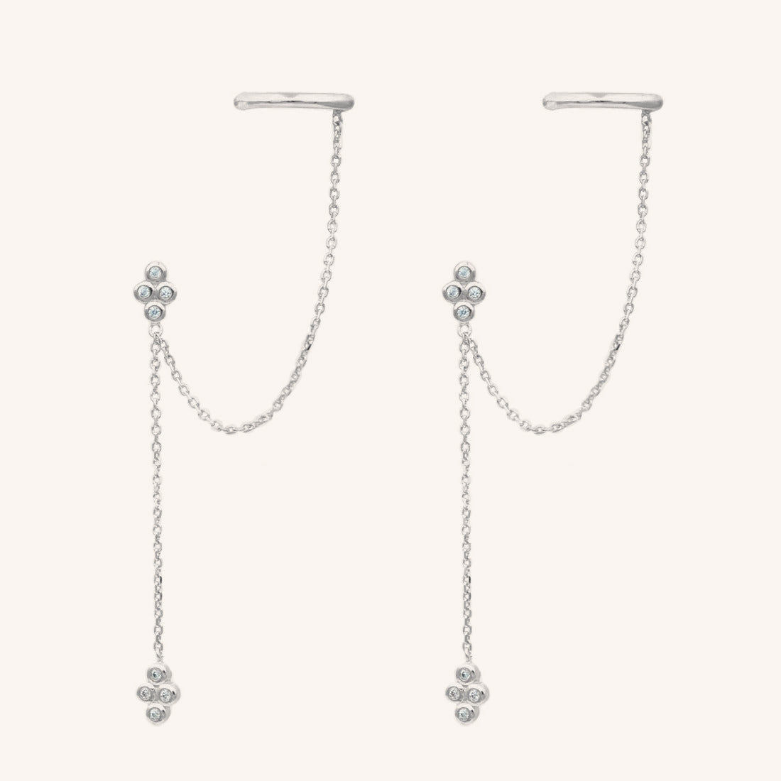 Double Piercing Fringe Drop Earrings