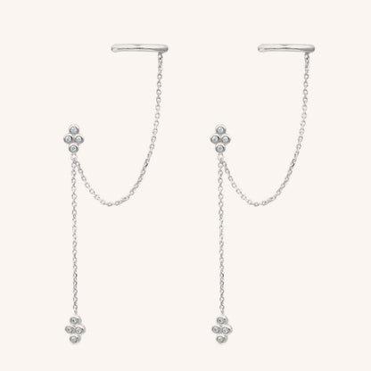 Double Piercing Fringe Drop Earrings