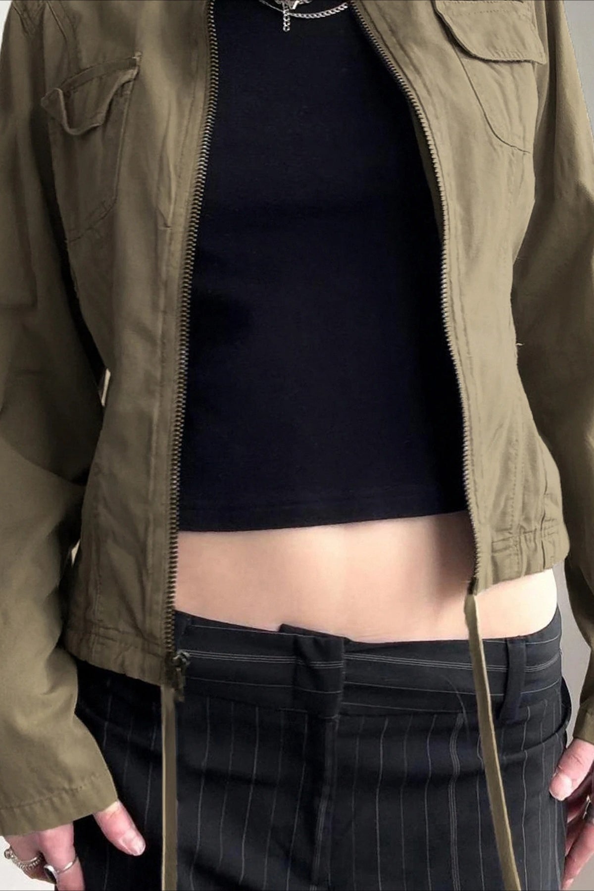 Vintage Drawstring Hem Street Jacket