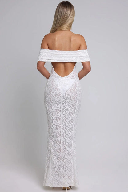 Floral Lace Backless Lace Dress
