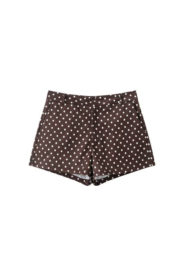 Polka Dot Print High-Waisted Wide-Leg Shorts