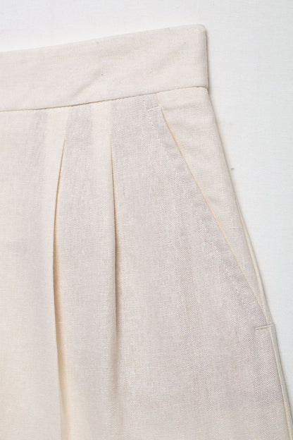 Linen Blend Pleated Casual Shorts