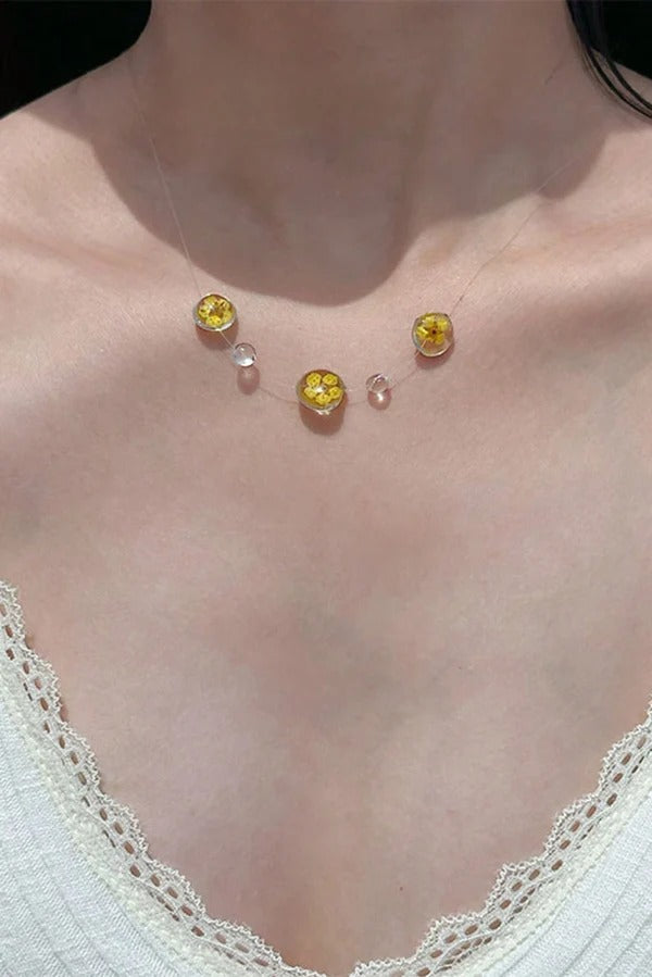 Clear Crystal Dewdrop Collarbone Necklace