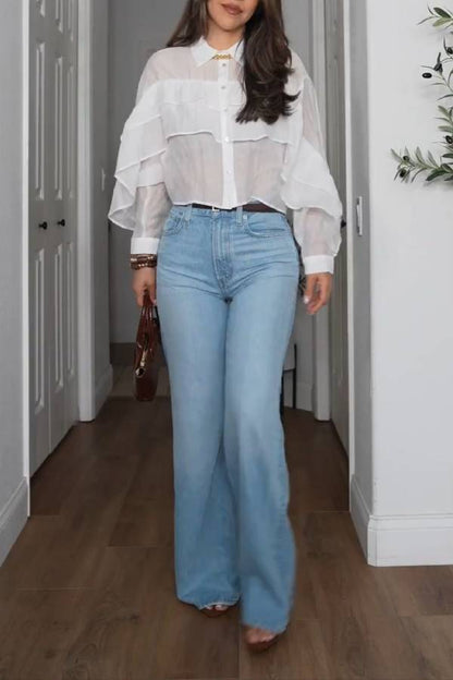 Light Blue High-Waisted Wide-Leg Jeans