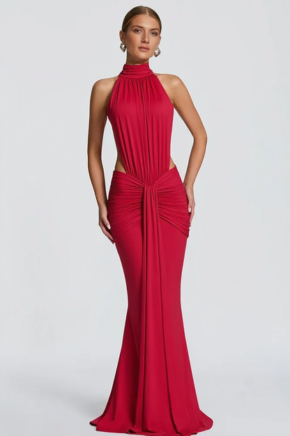 Solid Backless Mermaid Bodycon Party Dress