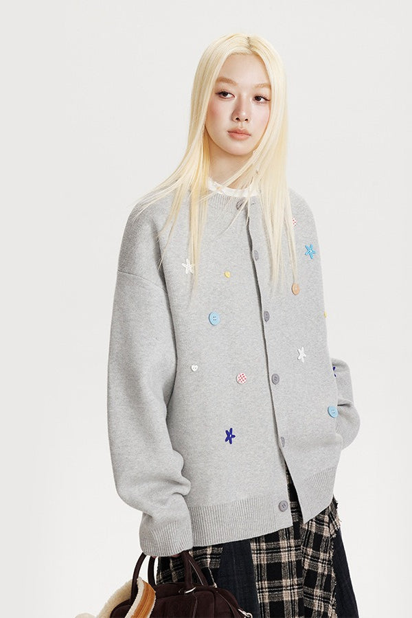 Starfish Button Oversized Cardigan
