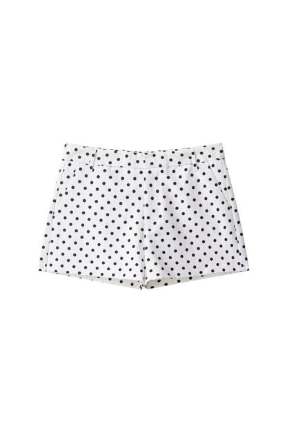 Polka Dot Print High-Waisted Wide-Leg Shorts