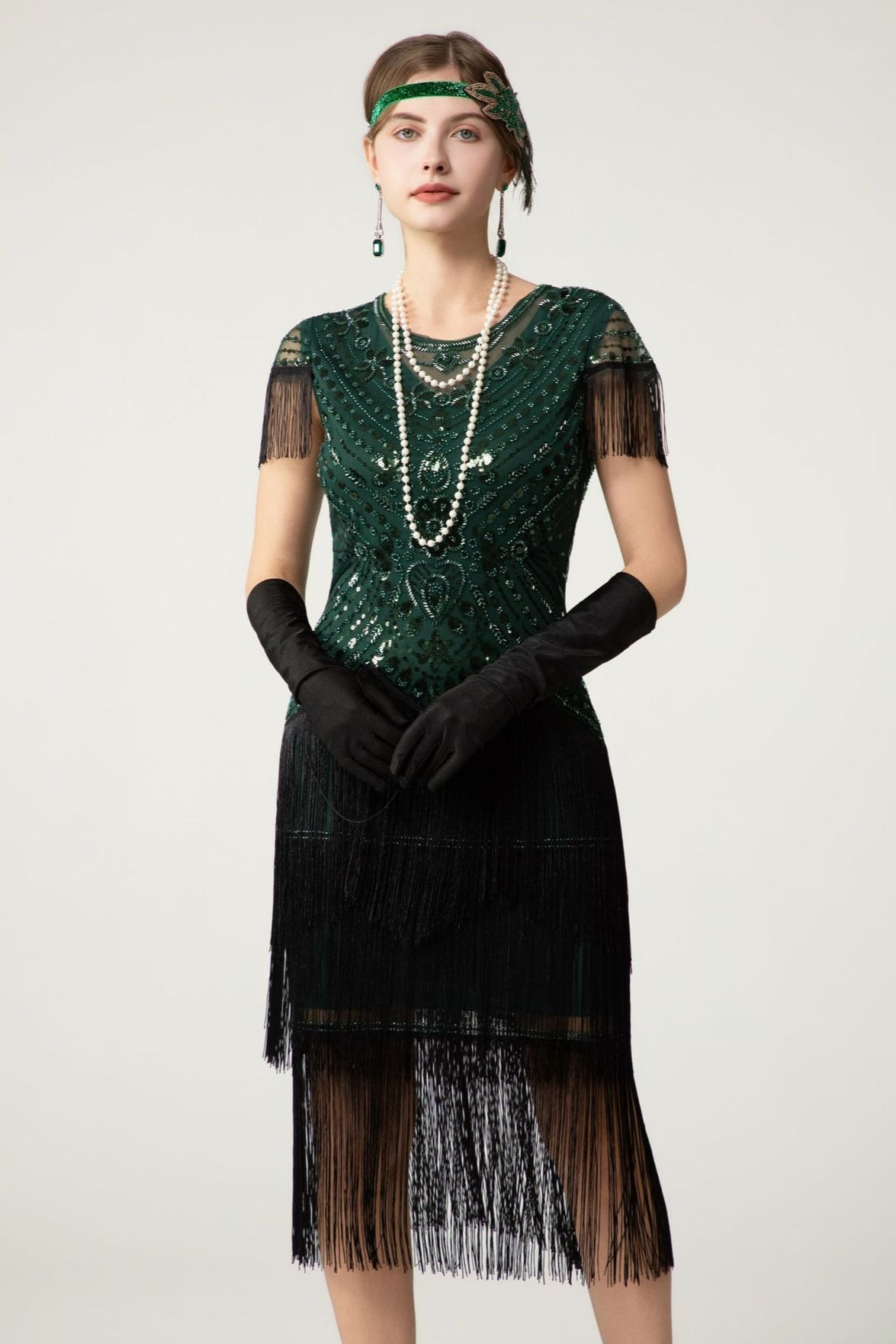 Sequin Short Sleeve Fringe Boho Dress