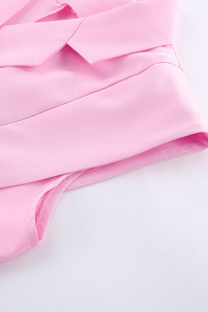 Pink Two Piece Vest Pants Set