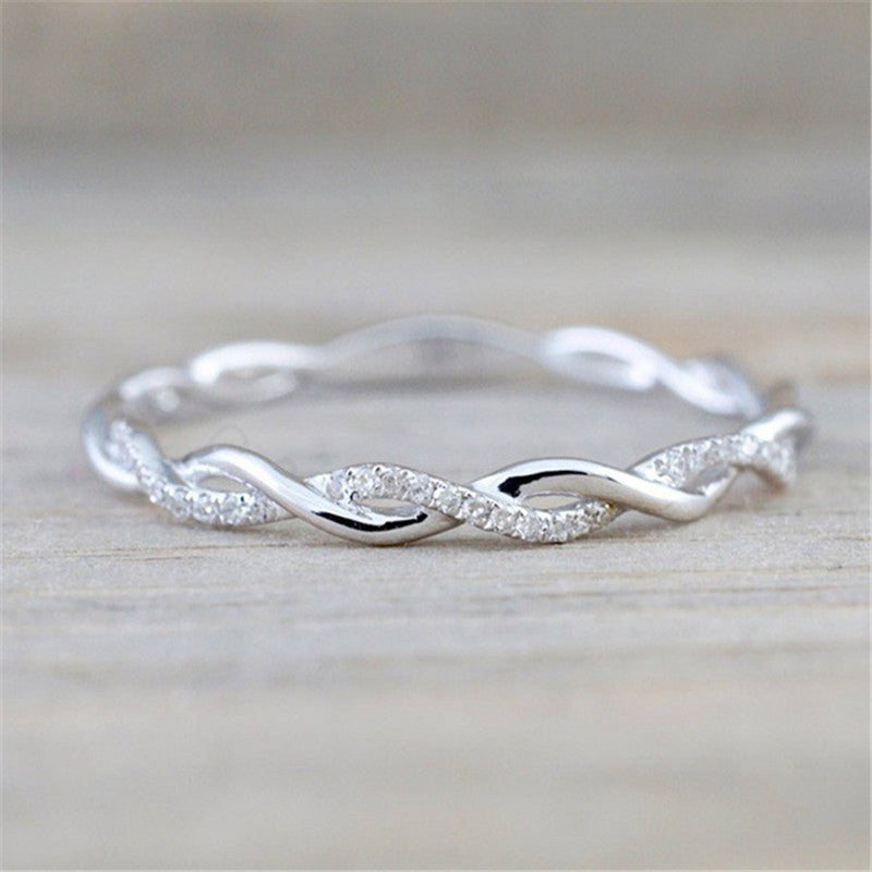 Minimalist Twist Diamond Band Couples Ring
