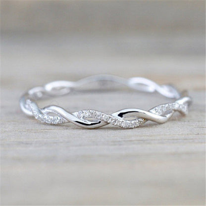 Minimalist Twist Diamond Band Couples Ring