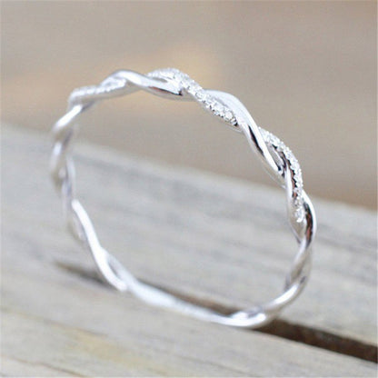 Minimalist Twist Diamond Band Couples Ring