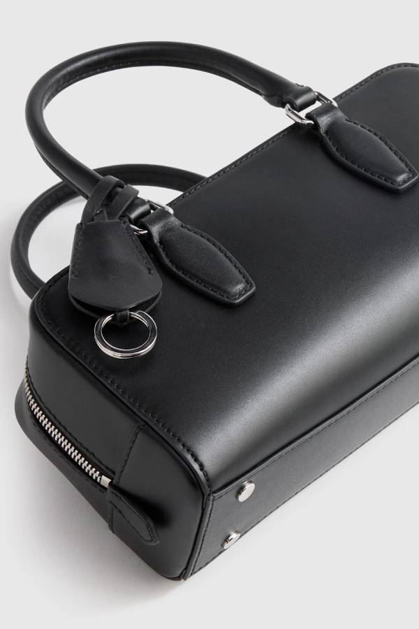 Italian Leather Mini Bowler Crossbody Satchel