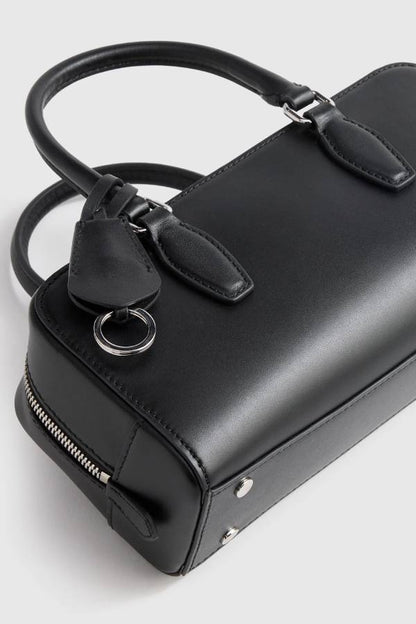 Italian Leather Mini Bowler Crossbody Satchel