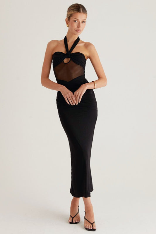 Sheer Halter Backless Birthday Dress