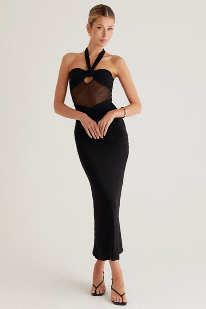 Sheer Halter Backless Birthday Dress