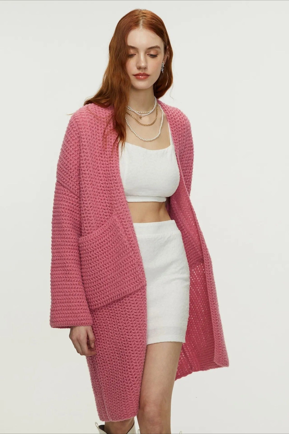 Longline Cable Knit Cardigan