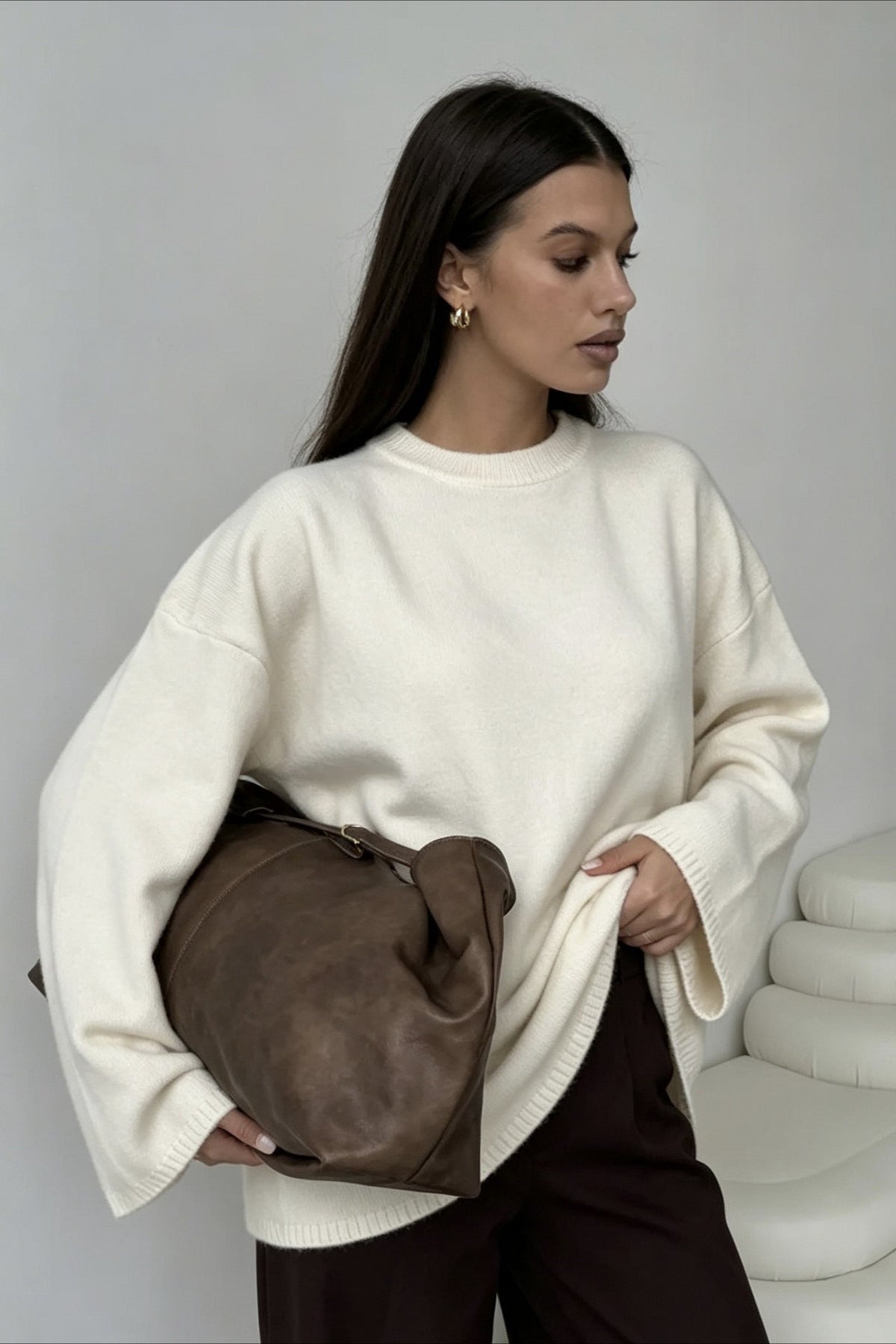 Minimalist Oversized Casual Knit Sweatshirt