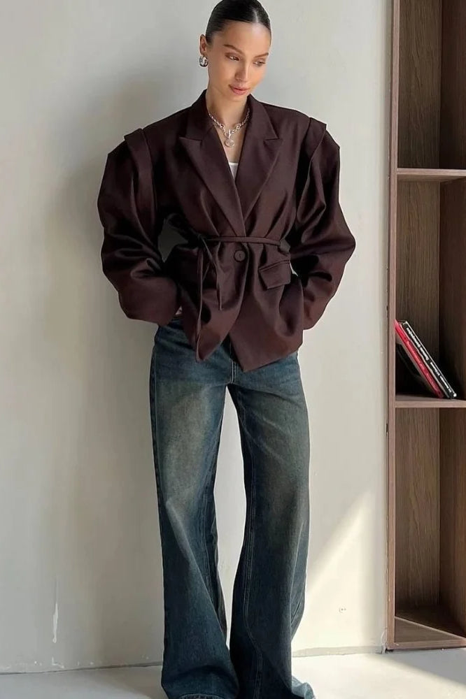 Long Sleeve Lace-up Office Blazer
