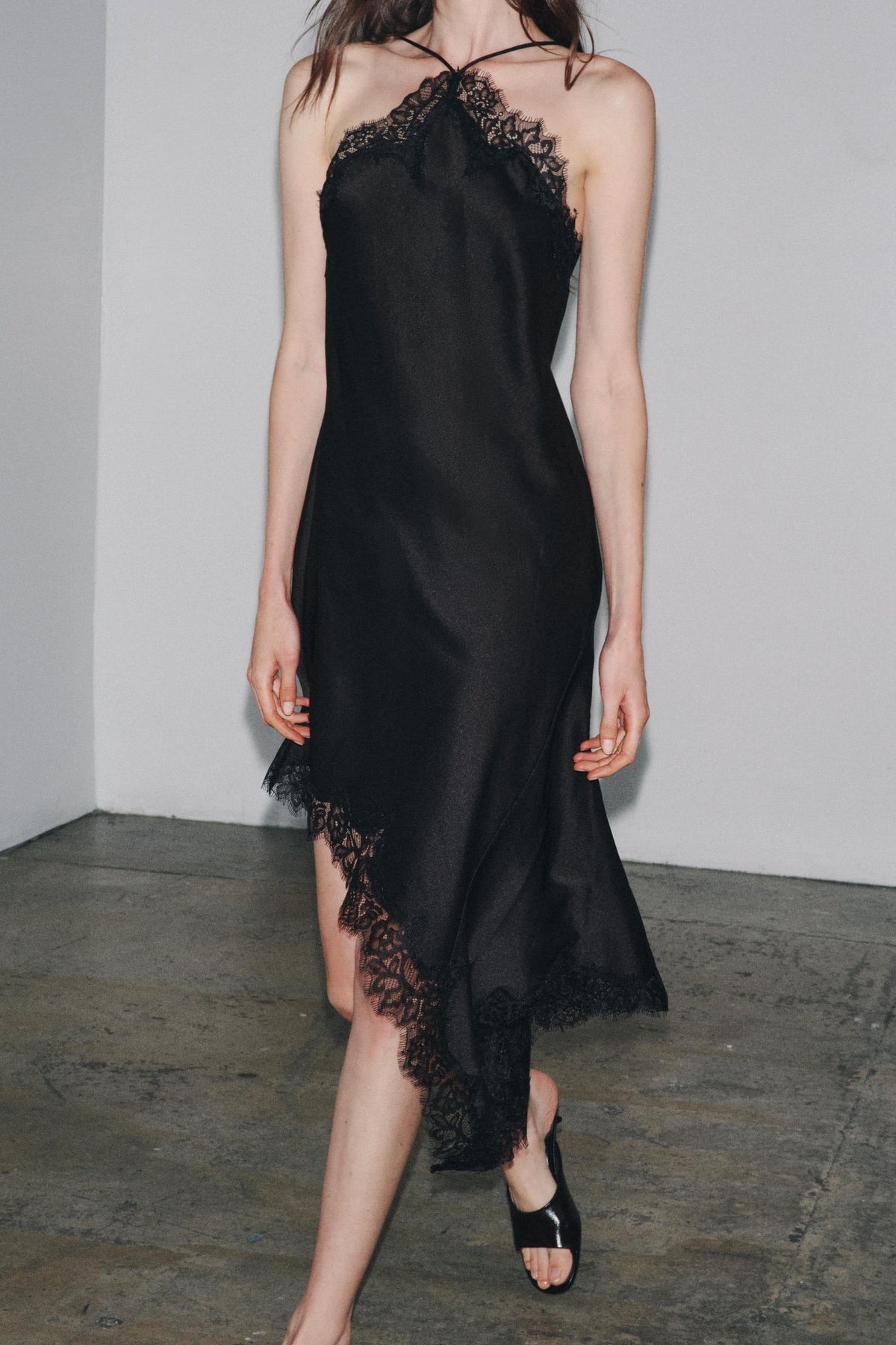 Halter Neck Lace Patchwork Dress