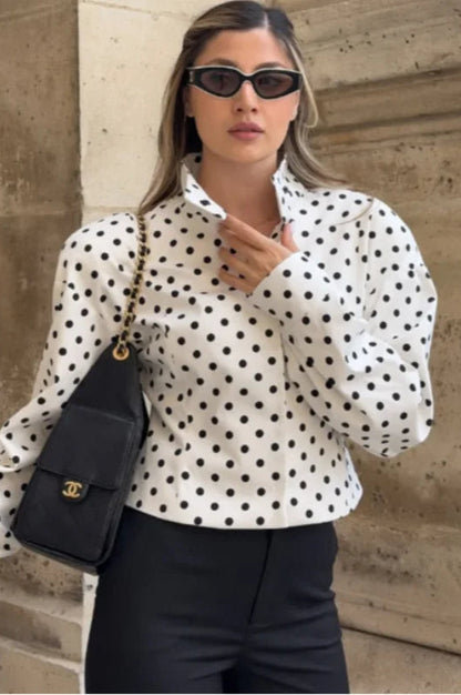 Contrast Polka Dot Casual Jacket