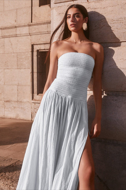 Solid Color Sleeveless Backless Ruched Corset Maxi Prom Dress