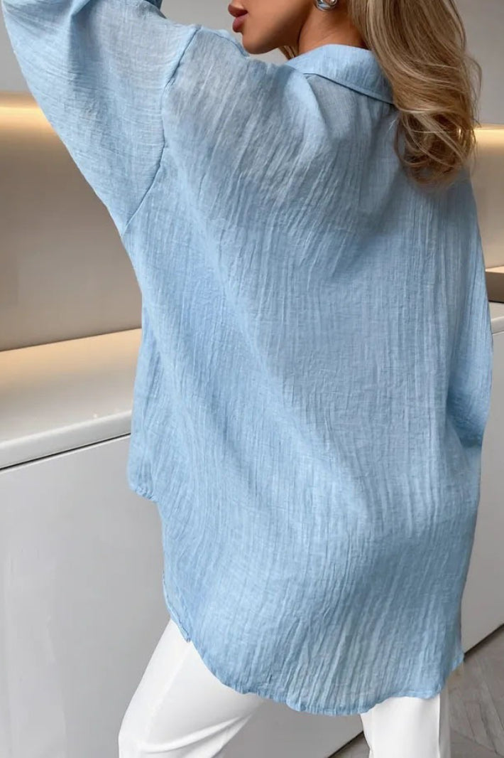 Solid Lightweight Long Sleeve Blouse