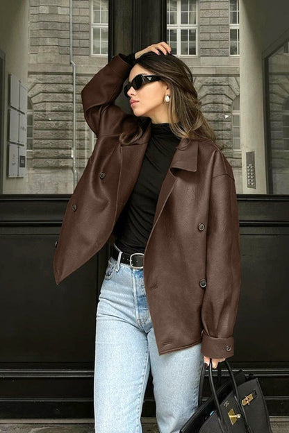 Vintage Relaxed Leather Coat