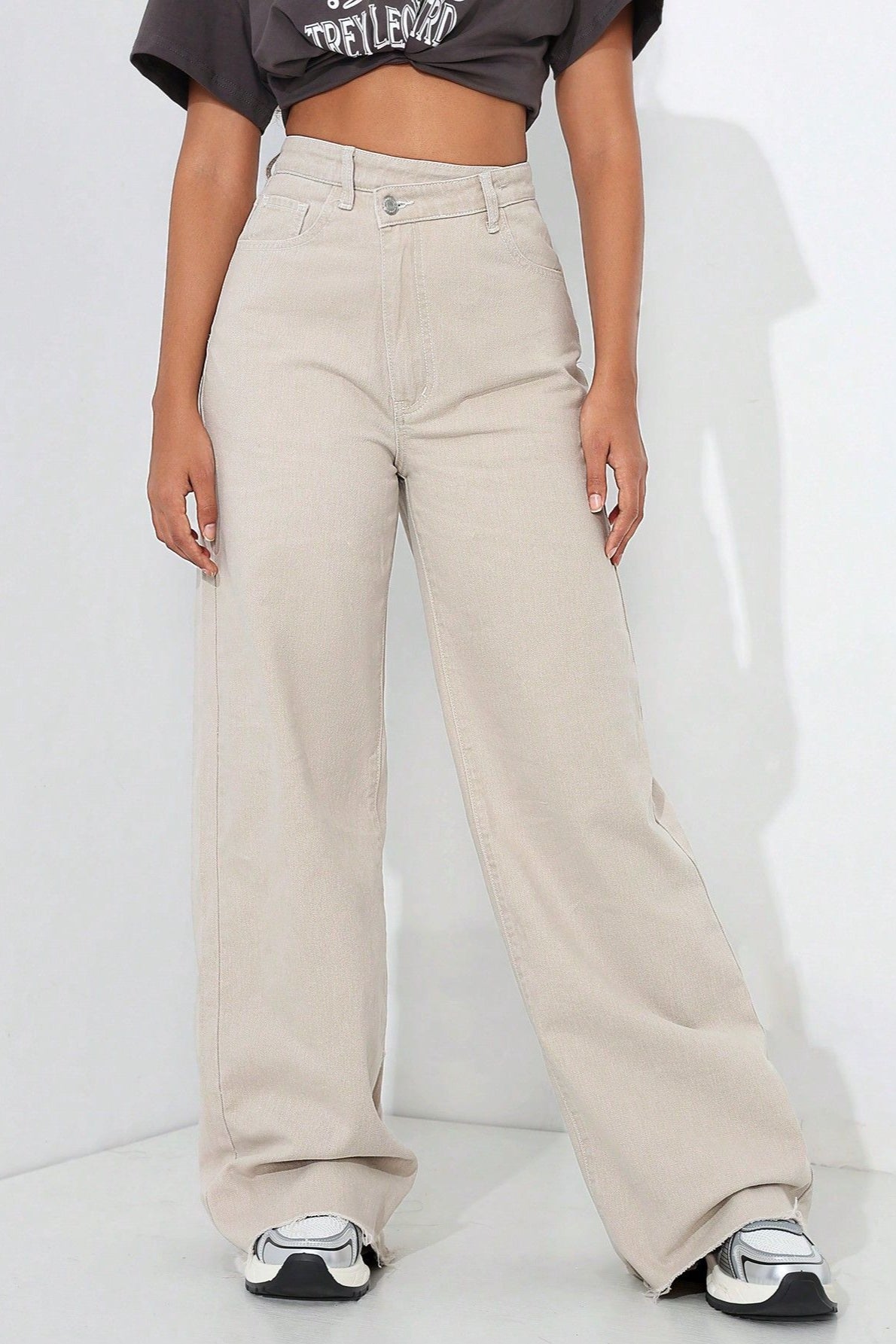 Light Washed High Waist Slim Wide Leg Jeans