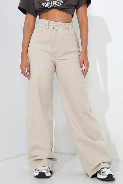 Light Washed High Waist Slim Wide Leg Jeans