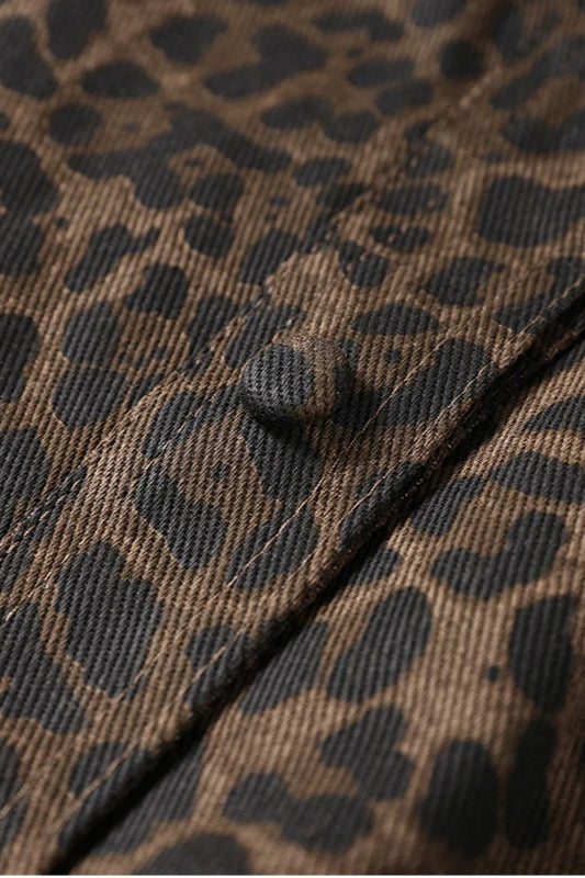 Leopard Lapel Belted Jacket