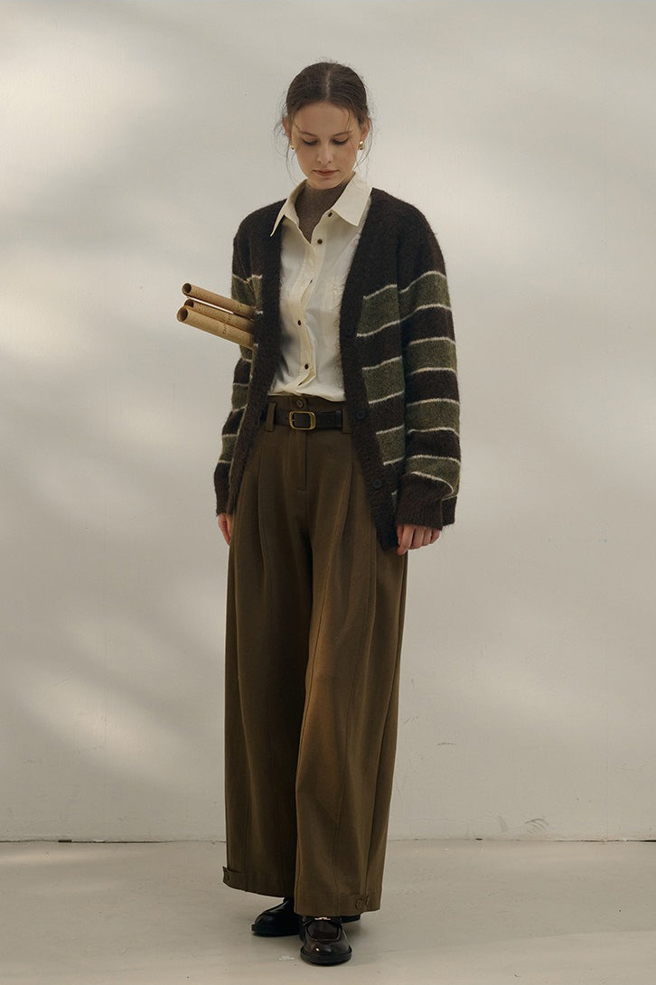 Textured Stripe Color Block Cardigan
