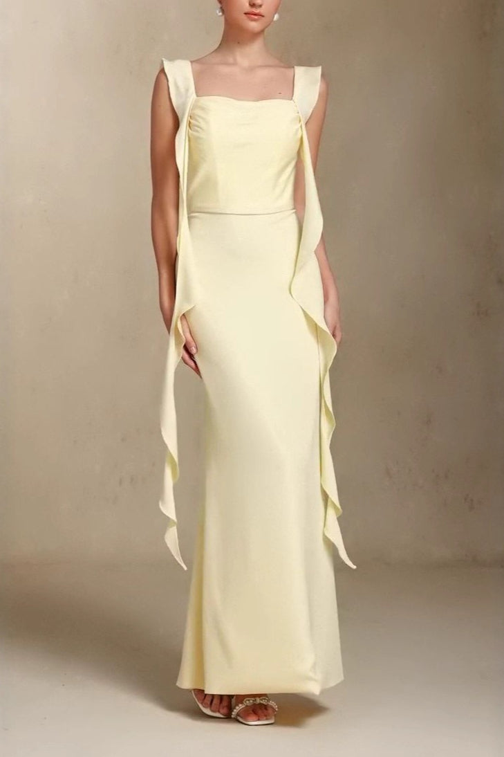 Elegant U Neck Sash Maxi Mermaid Prom Dress