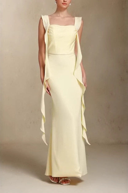 Elegant U Neck Sash Maxi Mermaid Prom Dress