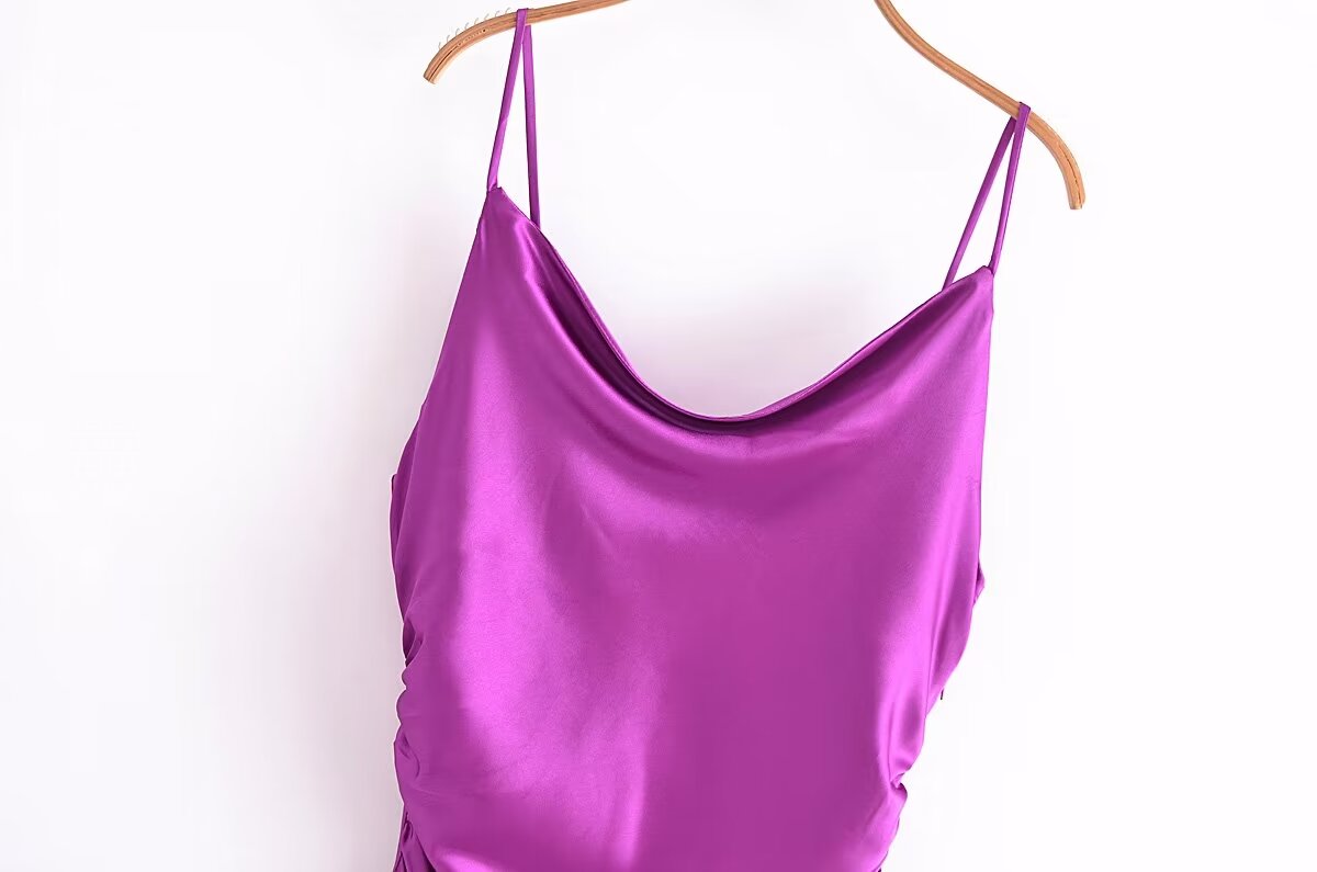Summer Women Clothing Sling Pleated Design Inner Underwear Backless Dress