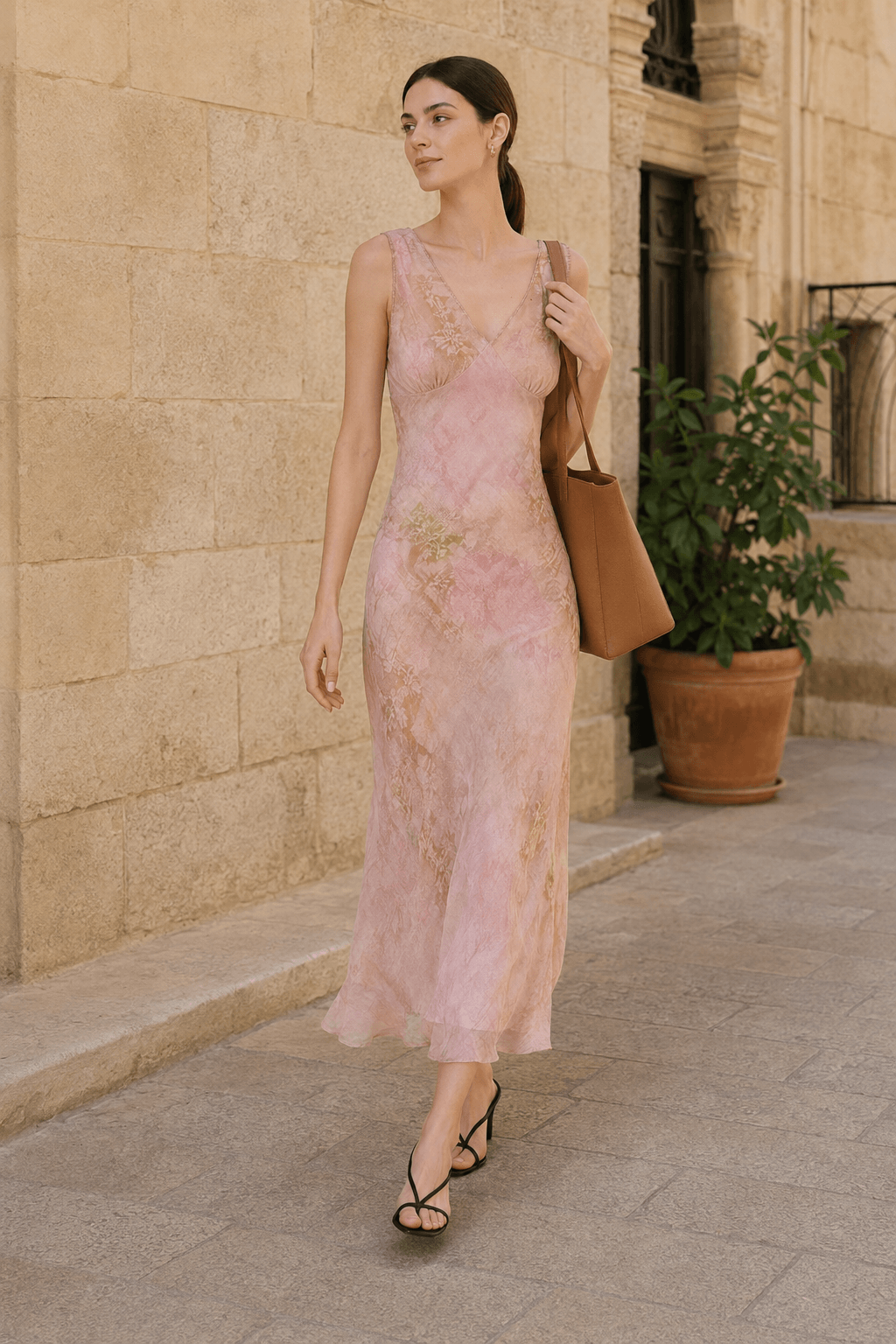 Elegant Chic Slim Waist Long Floral Dress