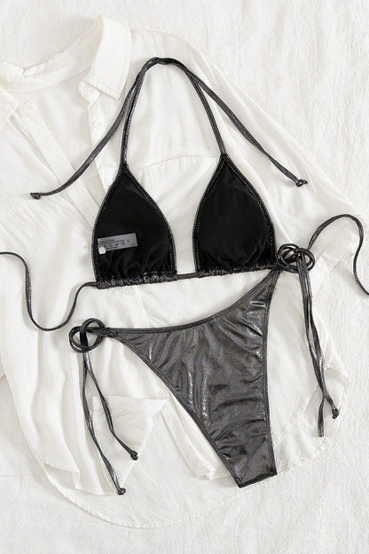 Shimmer Halter Sexy Bikini Set
