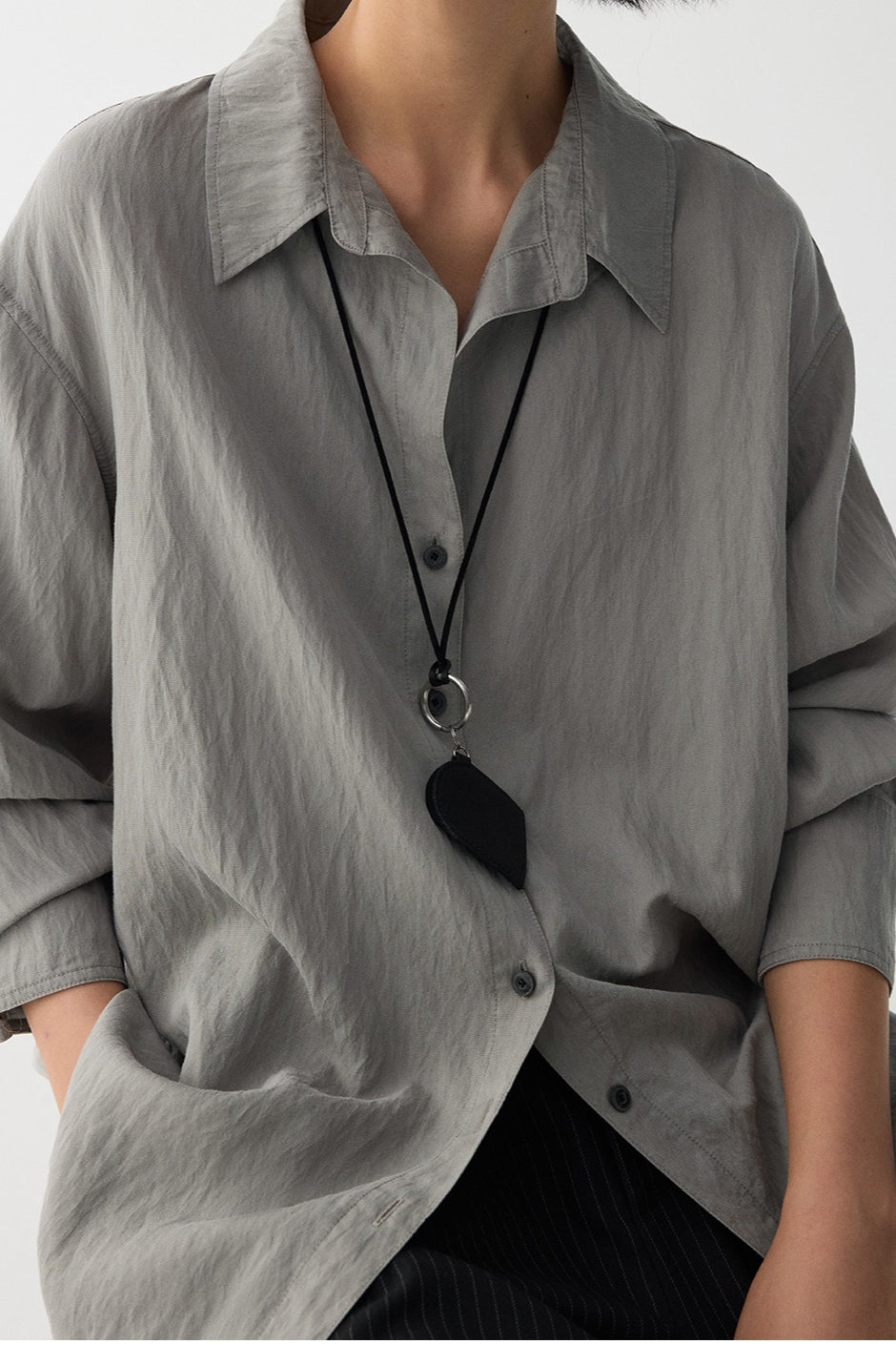 Draped V Neck Textured Blouse