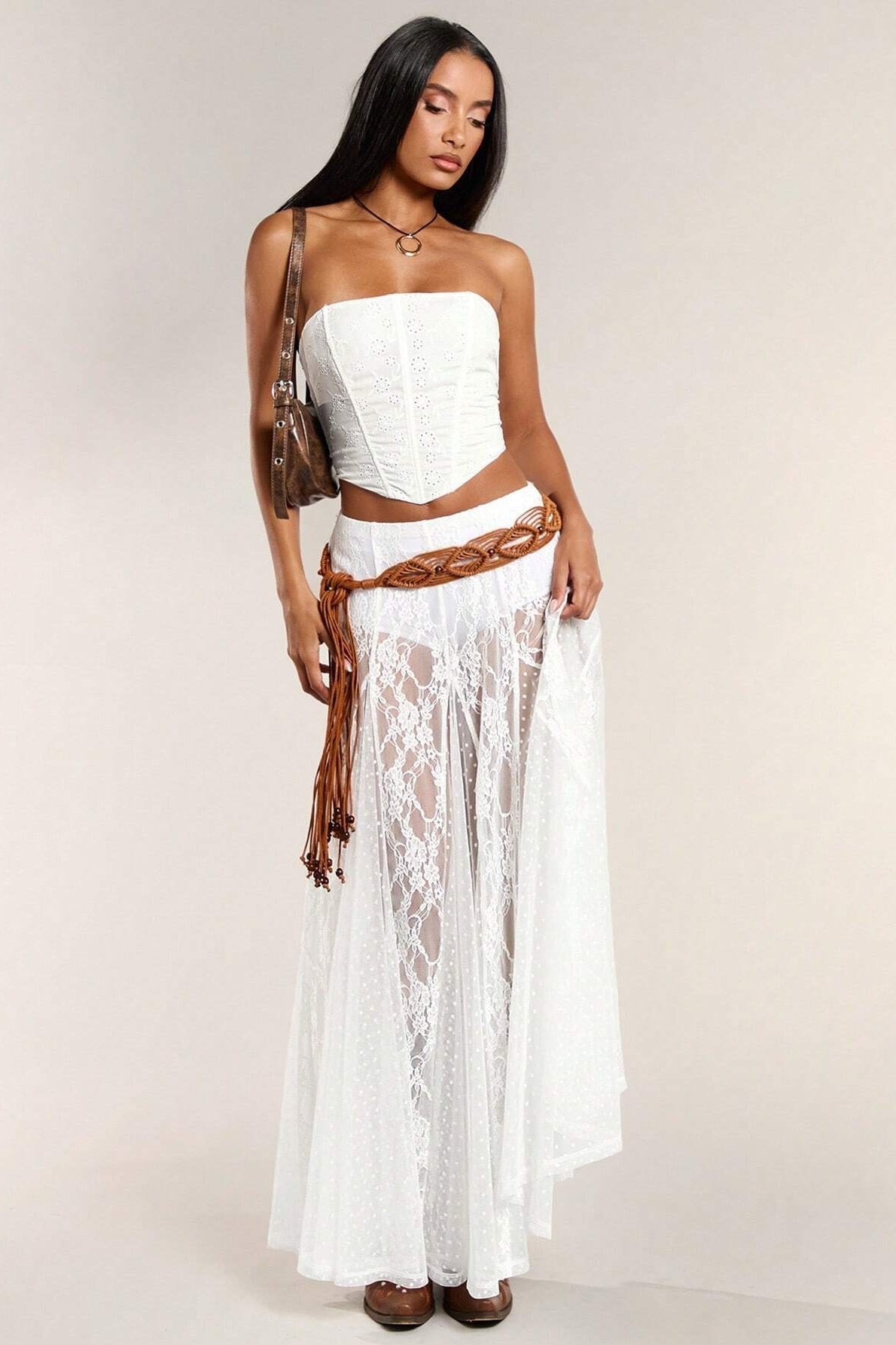 Low Waist Lace Trim Bodycon Pencil Skirt