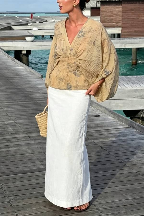 Bohemian Style Ibiza Embroidered Wide-sleeved Shirt