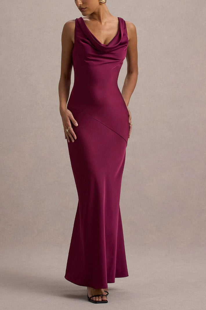Elegant Satin Mermaid Backless Bodycon Dress