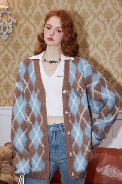 Vintage Argyle Mohair Cardigan