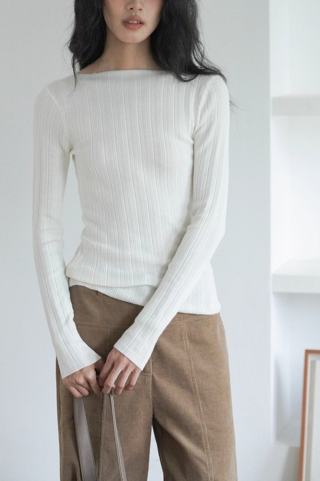 Lightweight Grey Fitted Knit Top