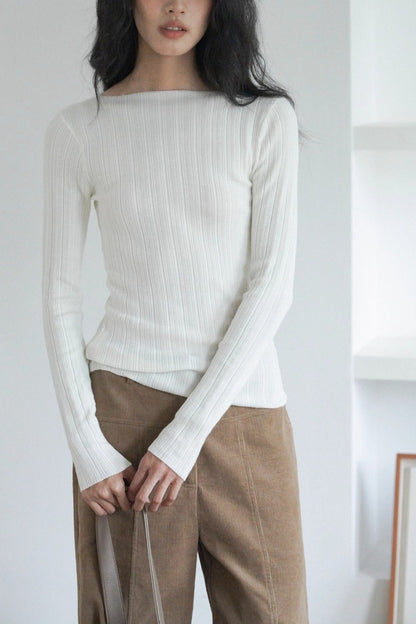 Lightweight Grey Fitted Knit Top
