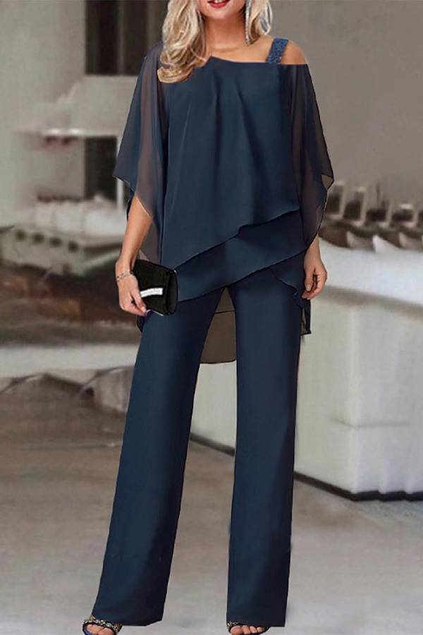 Irregular bat sleeve jumpsuit two-piece suit
