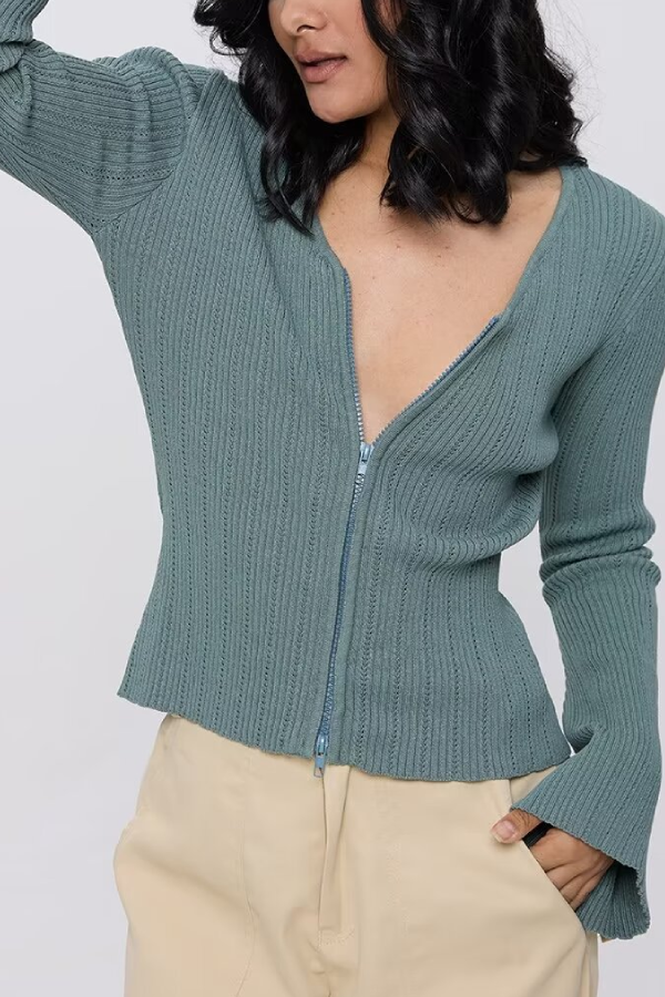 V-neck Knitted Cardigan Slim Sweater