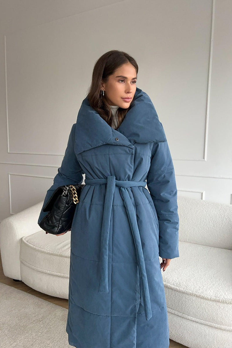 Long Stand Collar Relaxed Quilted Puffer Jacket