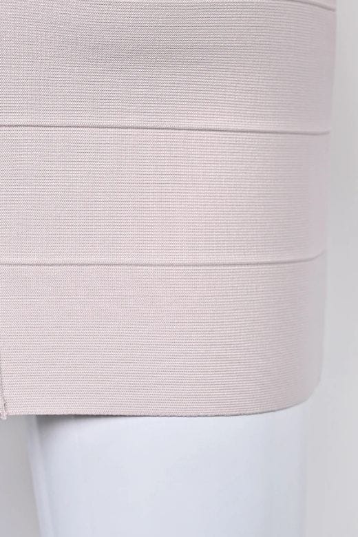 Cream Deep V-Neck Long Sleeve Center Panel Bandage Bodycon Mini Dress